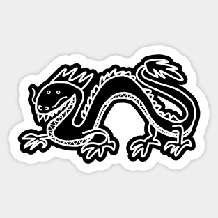 Dragon Black and White Line Art Sticker